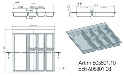 Komplett mått för 600mm bredd