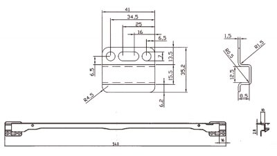 Måttangivelser universalskena